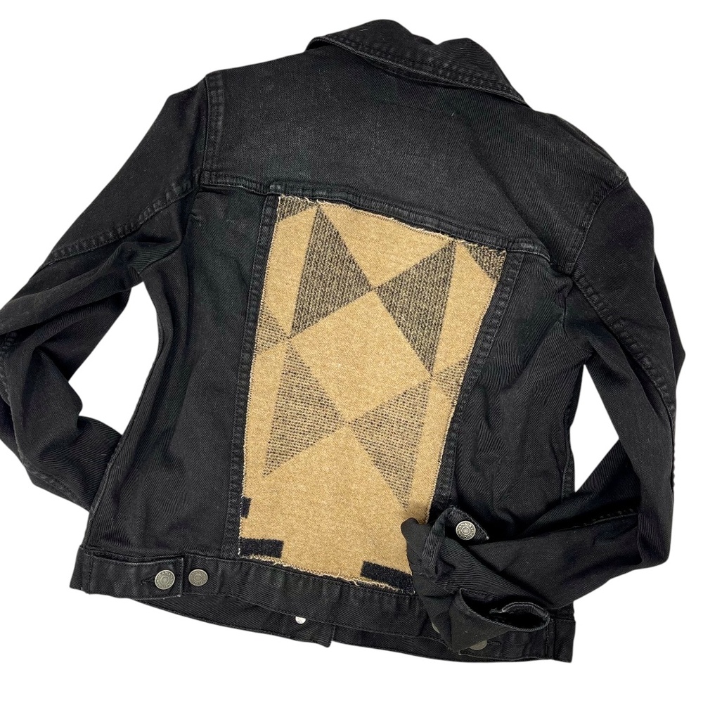 Black Denim Jacket with Pendleton Wool - Jean Jacket